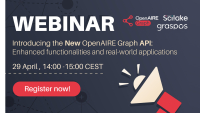 Webinar introducing the new OpenAIRE Graph API: Enhanced functionalities and real-world applications. 3 April, 11:00-12:00 CET. Register now!